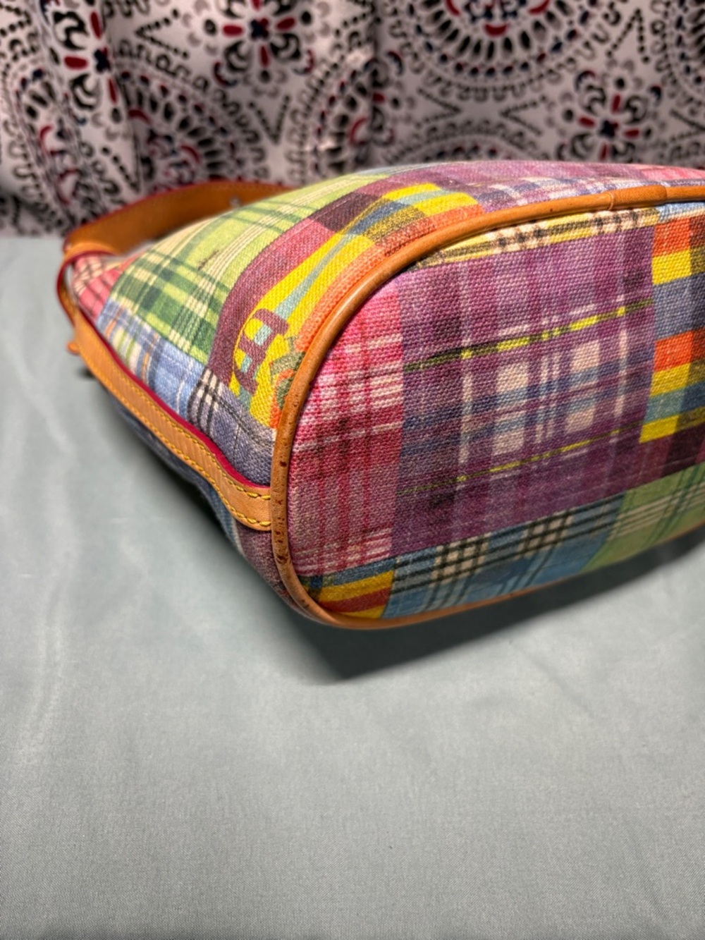 Dooney & Bourke Picnic Plaid Ant Print Canvas Hobo Bag | Rare Y2K - Picture 6 of 15